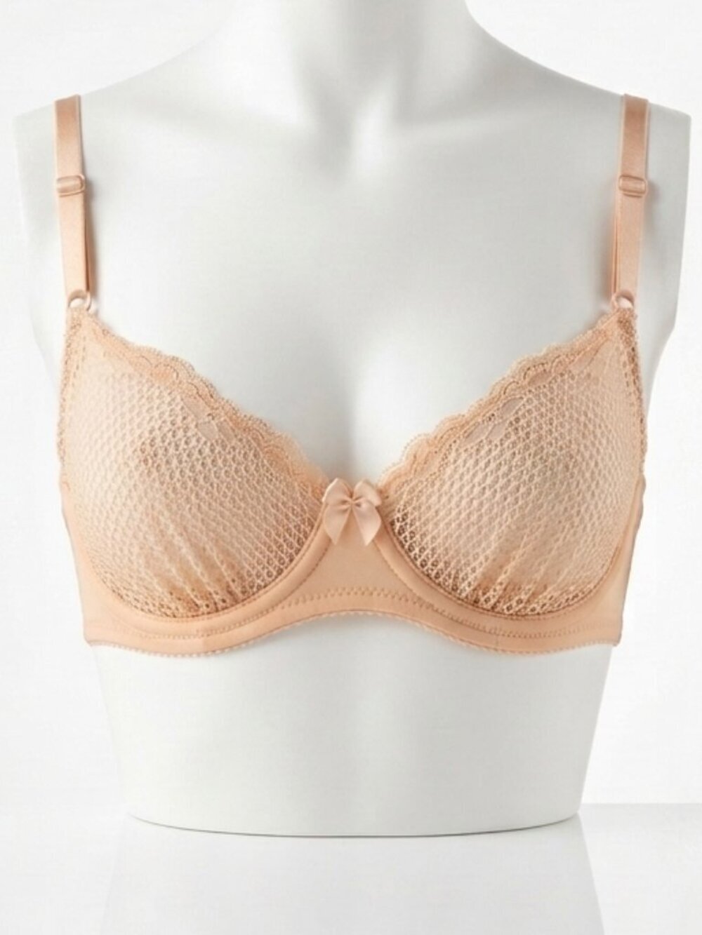 WINGSLOVE Lace Underwire Demi Bra Nude Tan 32A NWT